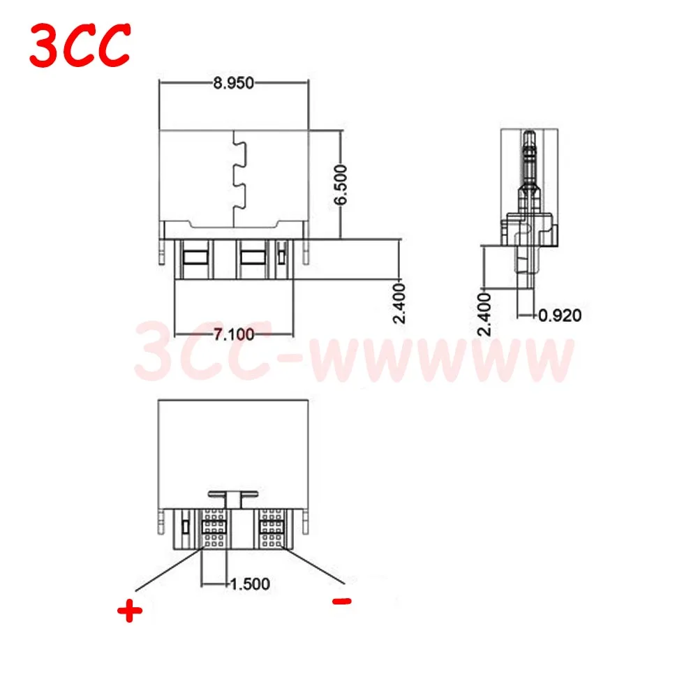 Imagem -05 - Micro Usb Jack 3.1 Tipo-c 2pin 2p Conector Fêmea em Linha Reta para o Telefone Móvel Porto de Carregamento Soquete de Carregamento H6.5 1000 Peças