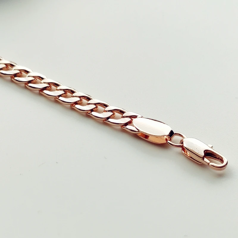 New Trendy Women Men Necklace 585 Rose Gold Color Jewelry Women Bijouterie Link Chain Necklace 5MM 60cm Long Necklace Gift