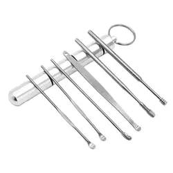 6PCS Ear Cleaner Wax Removal Tool Keychain Earpick Sticks Earwax Remover Curette Ear Pick Cleaning Ear Cleanser Spoon Earpick