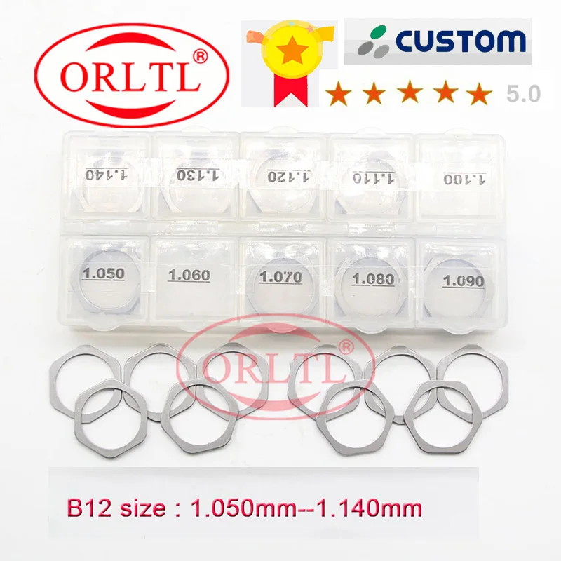 ORLTL 50 Pcs Common Rail Injector Adjustment Shims B12 Fuel Injection Washer Size 1.05mm-1.14mm For 120 Series Inyector