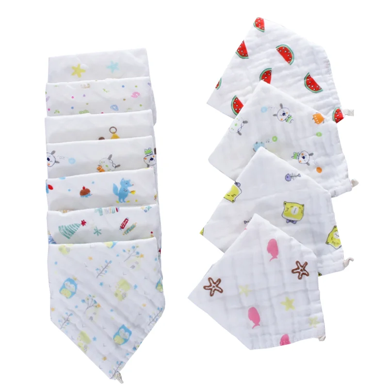 New 8-layer baby towel bays and girls baby bib cartoon printing towel