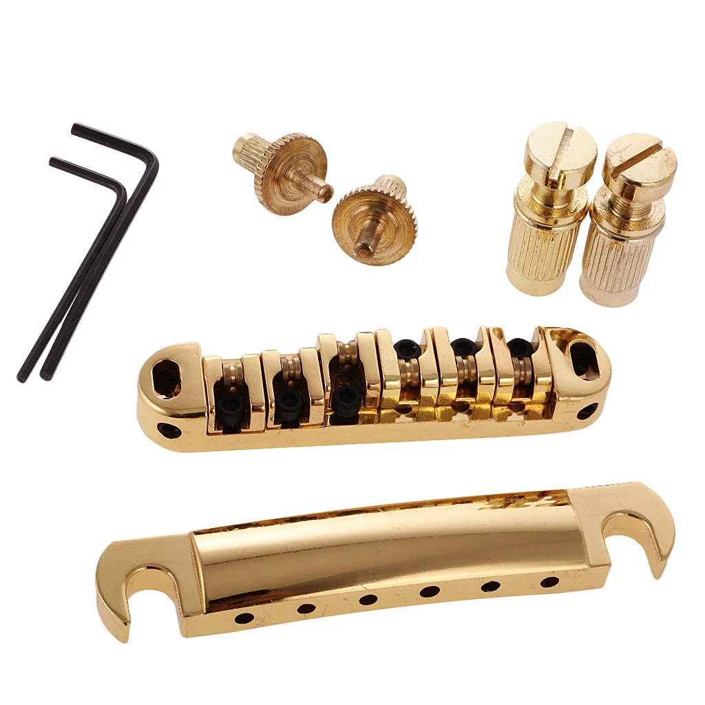 1 Set Metal Roller Saddle Bridge & Tailpiece for Gibson Les Paul Guitar Parts DIY