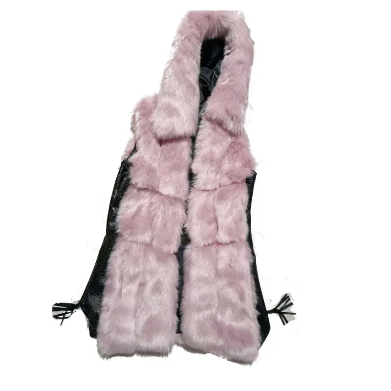 2020 Herfst En Winter Nieuwe Koreaanse Versie Van Imitatie Vossenbont Stiksels Hooded Vest Jas Vrouwen