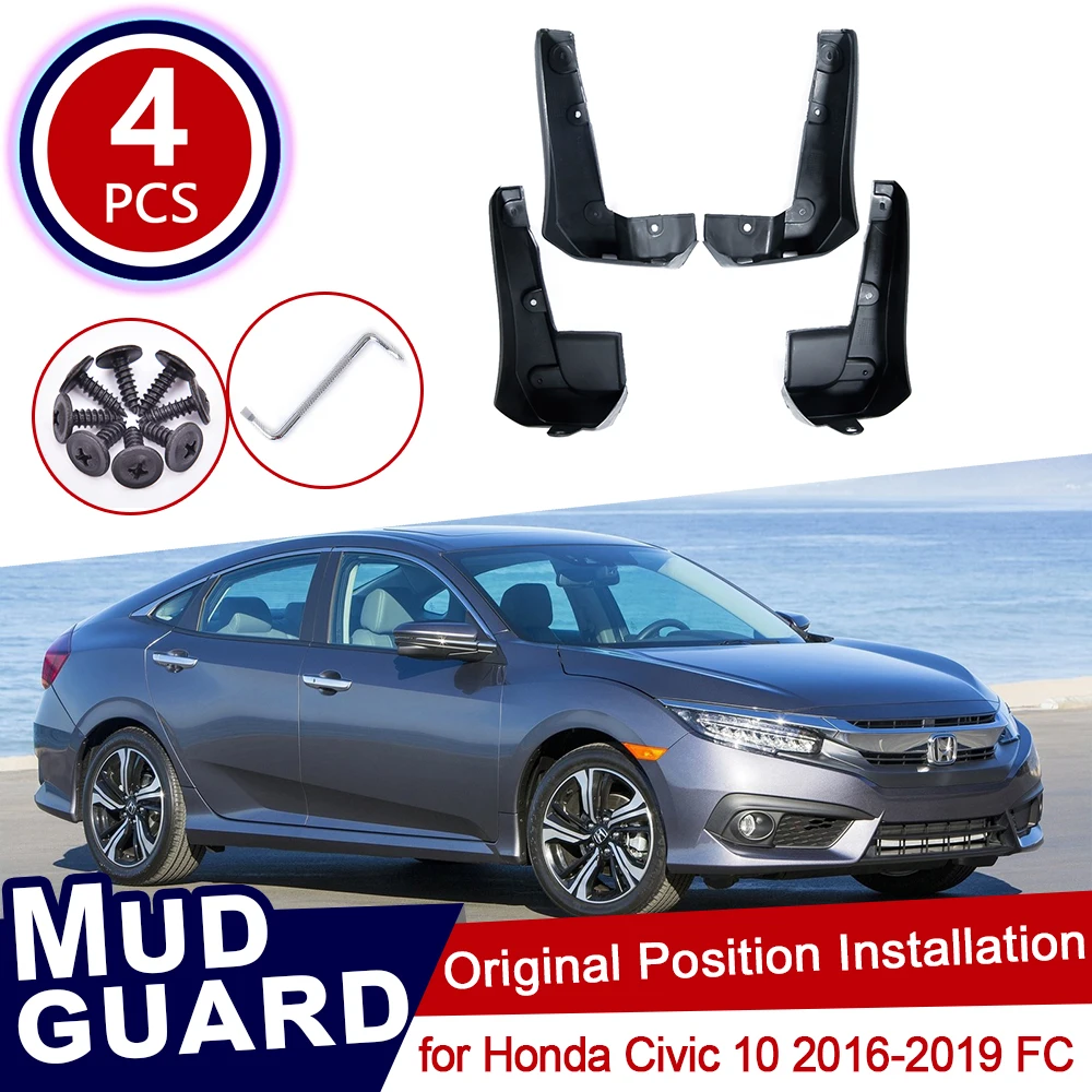 4Pcs Set for Honda Civic 2016 2017 2018 2019 FC FC1 FC2 FC5  Car Mud Flaps Front Rear Mudguard Splash Guards Fender Mudflaps