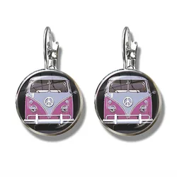 Peace Sign Earrings Love Bus Surf Van Beach Summer Hippie Peace Car Retro Vintage Flower Power Hippi Jewelry For Women Girls