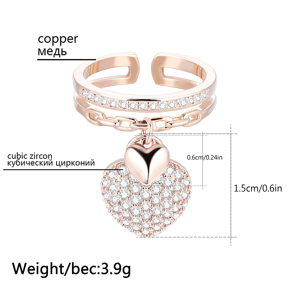 New Cute Heart Chram Zircon Rings For Women Silvery Gold Engagement Promise Ring Female Wedding Jewelry Gifts 2022