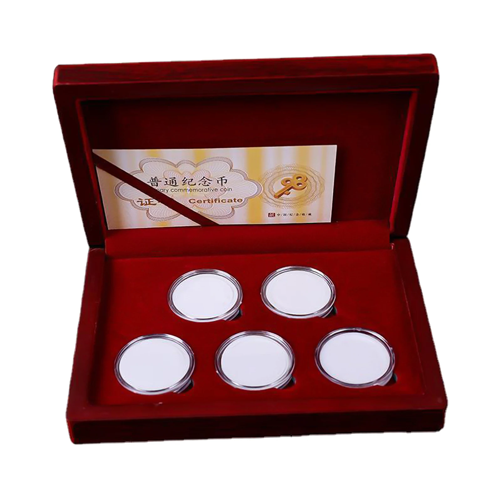 Wooden Coin Storage Box Case Container with Cushion Pad for Coins Medals Luxury Collection