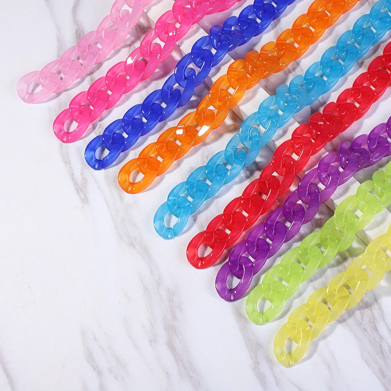 40CM Jelly Colorful  Jewelry Accessories Diy Chain Plastic Material Hand Made Charms Jewelry Making Diy Bracelet Necklace Bag