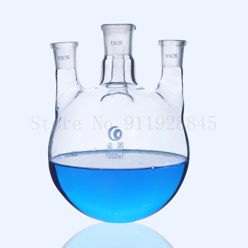 1PCS 100ml to 2000ml Lab Glass bevel Standard Ground Joint Round bottom Boiling Flask with four necks for Distillation