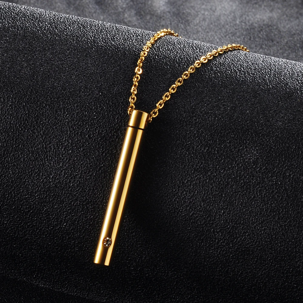 

10pcs/lot Stainless Steel Minimalist Perfume Pendant Necklace Memorial Cylinder Crystal Ashes Storage Bottles Fashion Jewelry