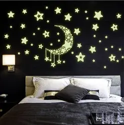 Moon Star Fluorescence Noctilucent Night Glow in Dark Luminous Vinyl Removable Nursery Kids Child Bedroom Wall Stickers Decal