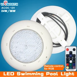 Luz Led para piscina, lámpara subacuática impermeable IP68, 24W, 36W, CA/CC, 12V, RGB + mando a distancia, iluminación exterior