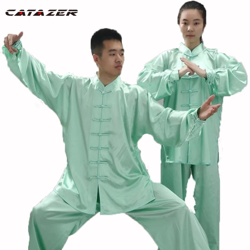 

Shiny Satin Tai Chi Uniform Wushu Kung Fu Martial Arts Suit Wing Chun Jacket and Pants Martial Arts Uniform