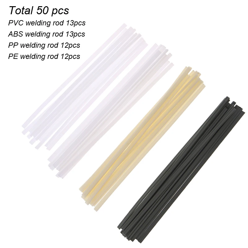 플라스틱 용접봉, ABS PP PVC PE 플라스틱 전극, 자동차 범퍼 수리 용접기 스틱 키트, 핫 에어 건용 수공구, 50 개