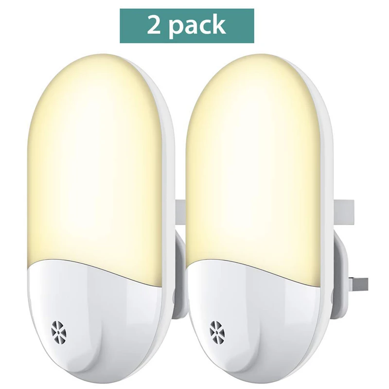 Luce notturna Plug-In da 2 pezzi, LED bianco caldo, sensore da crepuscolo all\'alba, camera da letto, bagno, corridoio, lampada da notte da cucina