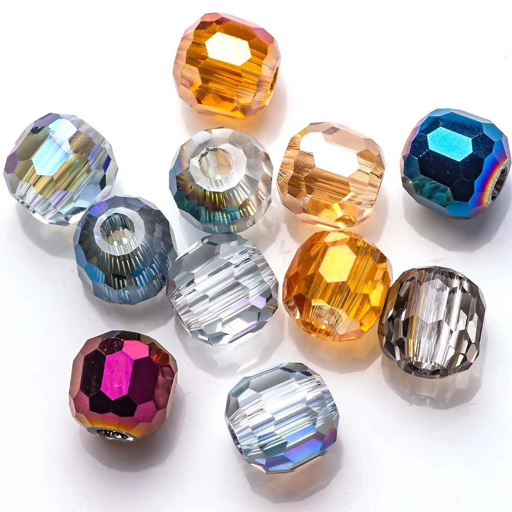 Big Hole Beads Czech Glass Faceted 12/14mm Crystal Round Ball Beads For DIY Making Jewelry Accessorise Needlework Wholesale