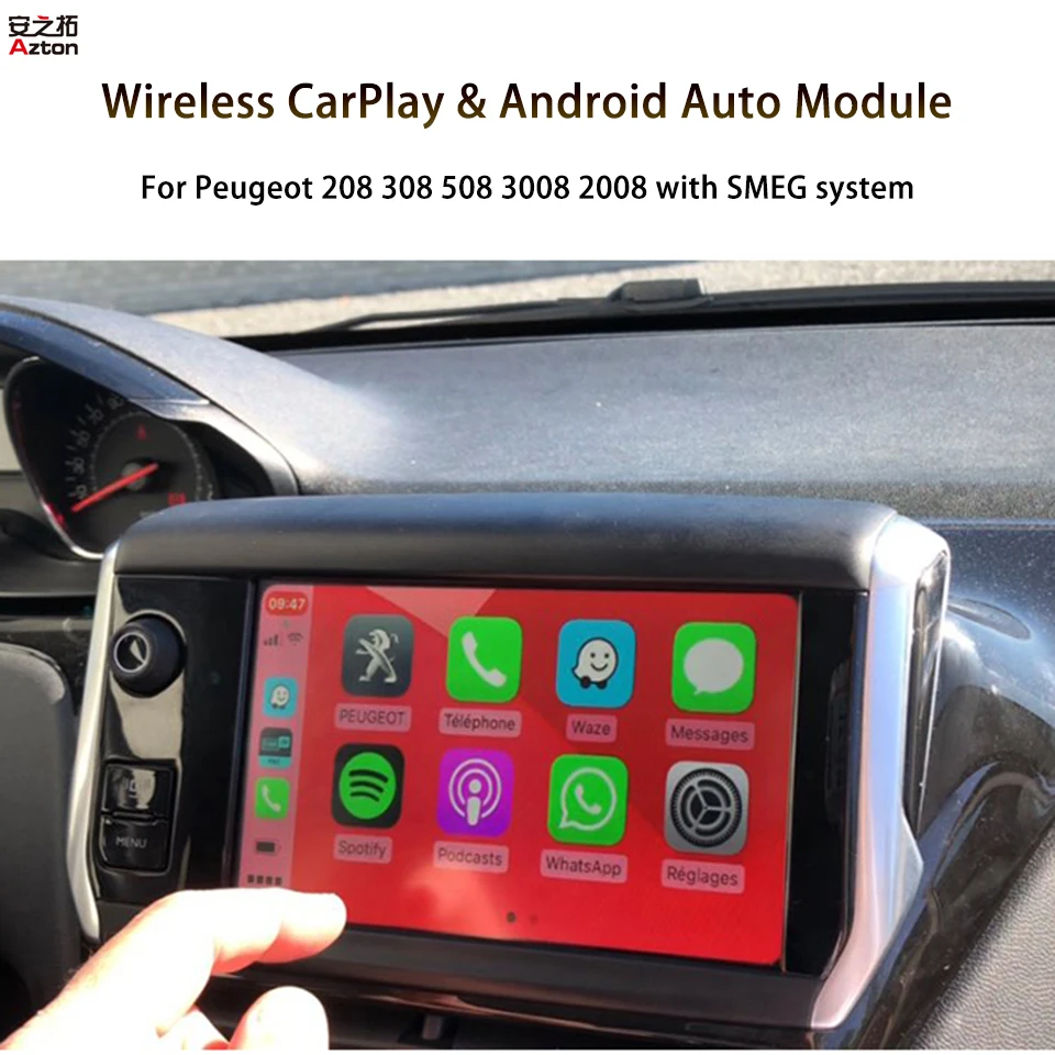 

Car Retrofit Screen Mirror Link Wireless CarPlay Adapter For Peugeot 208 308 508 2008 SMEG System Android Auto Camera Integrated