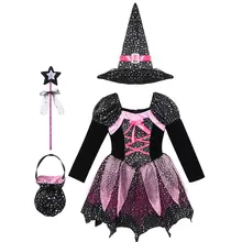 Halloween Witch Costume for Girls with Silver Stars #3