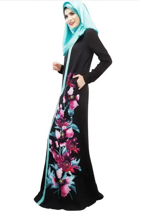 

Elegant fashion women's robes Muslim national dress digital printing multi-color multi-code Arab robes