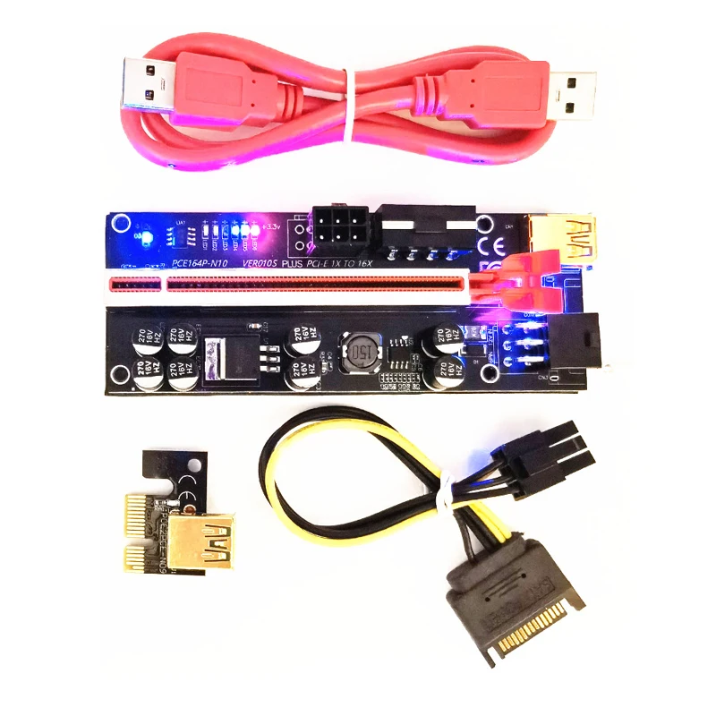 6 قطعة LED PCI-E PCIE الناهض 010 وحدة معالجة الرسومات الناهض PCI اكسبرس X16 ل بطاقة الفيديو الناهض PCIE X16 موسع محول للتعدين جهاز تعدين بيتكوين