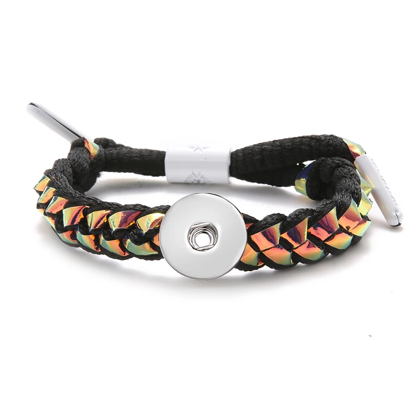 SE0220 New Fashion Colorful Twist Shoelace style Bracelet Snap bracelets 19cm adjustable fit 18MM snap buttons snap jewelry Gift