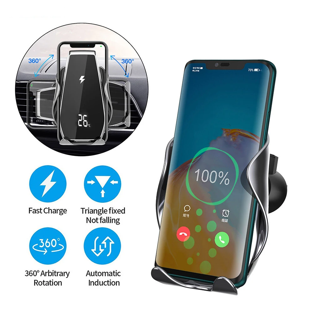 15W Car Qi Wireless Charger For iPhone14/13/12 Pro Xs Max Mini X Xr 8 Induction Fast  cargador Charging Pad For Samsung Xiaomi