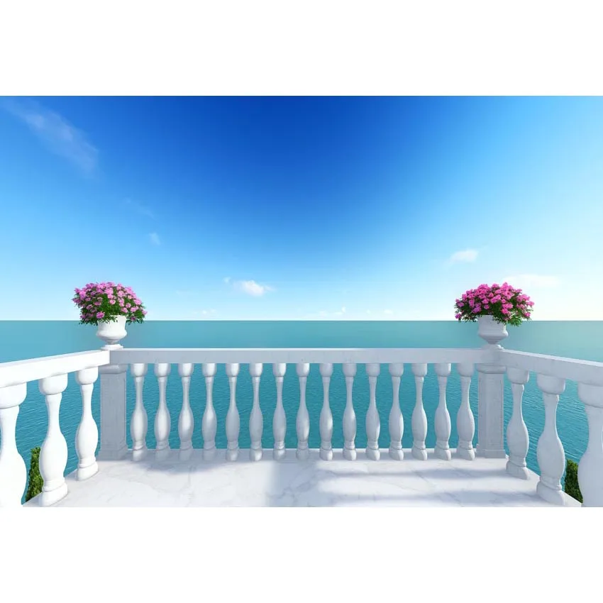 7x5ft  Romantic Classic Roman Italy Sea View Travel Custom Photo Studio Background Backdrop Vinyl  Banner 220cm x 150cm