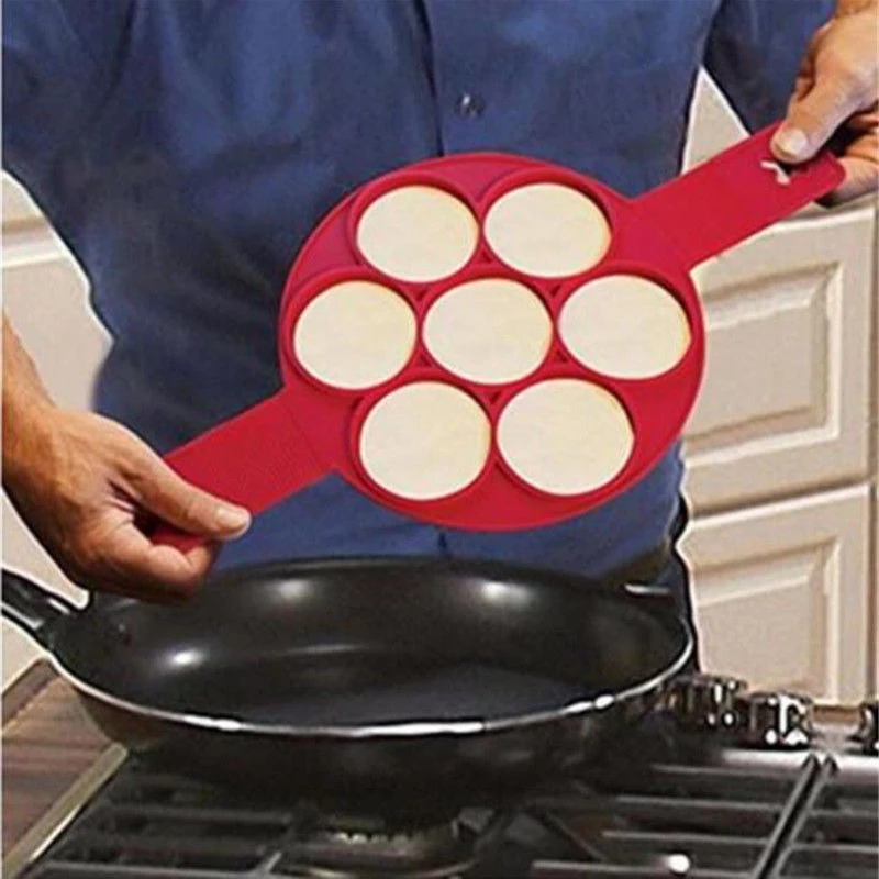 

7 Cups Non Stick Pancake Pan Flip Breakfast Maker Eggs Ring Omelette Baking Tool Pancake Maker