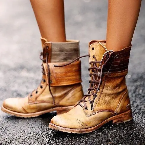 Women Boots Women Ankle Boots PU Leather Ladies Boots Female Winter Boots Retro Winter Shoes Women Bota Women Booties Plus Size9