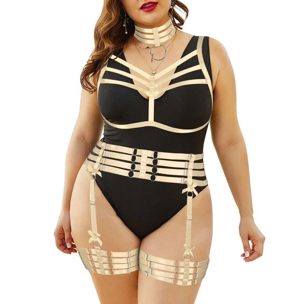 

Harness For Plump Women Plus Size Sexy Body Lingerie Punk Goth Garters Belt Erotic Fetish Exotic Clothes Festival Rave Costume