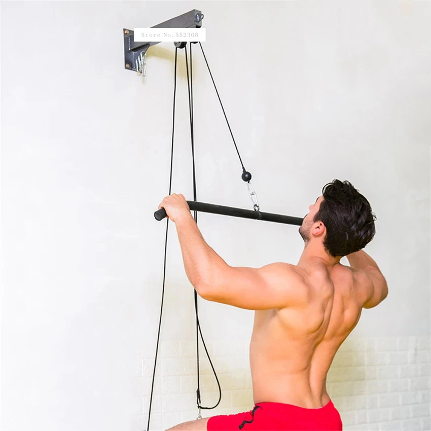 

F028 Wall Comprehensive Fitness Muscle Trainer Steel DIY Pulley Cable Machine Attachment System Triceps Biceps Pulley System