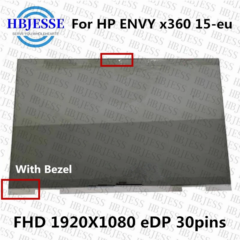 Original 15.6'' FHD IPS B156HAN02 For HP ENVY x360 15-eu 15-eu0097nr 15z-eu000 LCD Touch Screen assembly with Bezel replacement