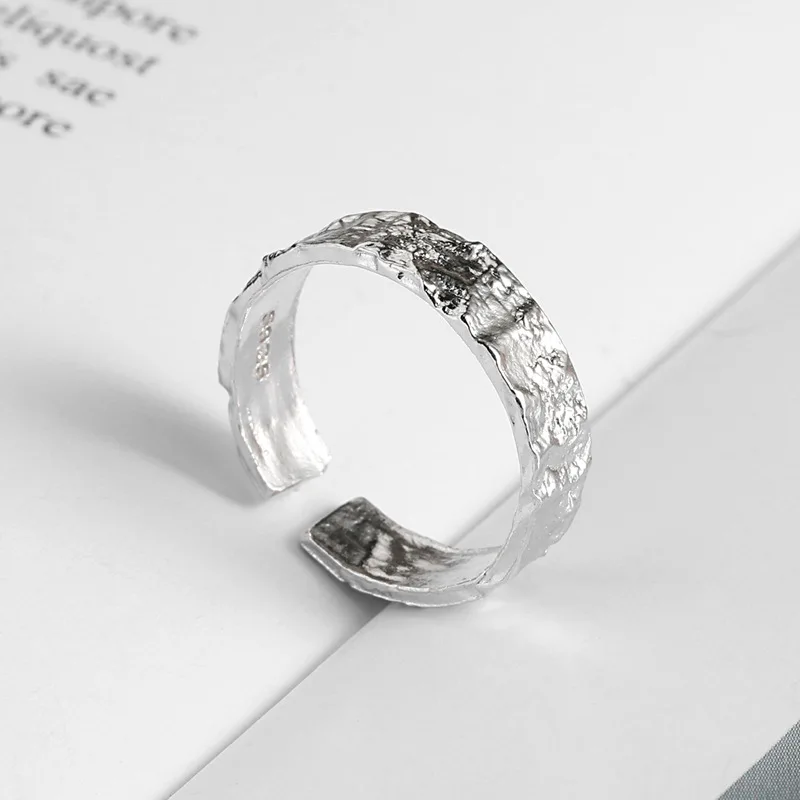 Irregular Rock Tekstur Emas Cincin Wanita Cincin 925 Sterling Silver Anillo Plata 925 Mujer Parvis Bijoux Femme 2020 Karat