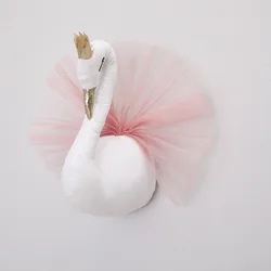 Kids Room Decoration 3D Animal Heads Swan Wall Hanging Decor For Children Room Nursery Room Decoration Soft Install Game House