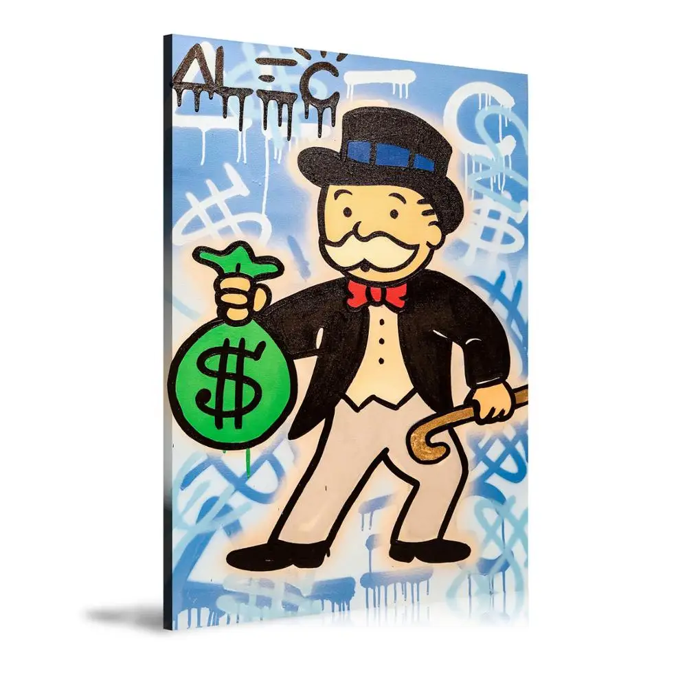 HD Print Alec Monopoly Oil Painting Home Decor Wall Art on Canvas Blue Alec Monopoly Money Canvas Printings Canvas Painting - view 2