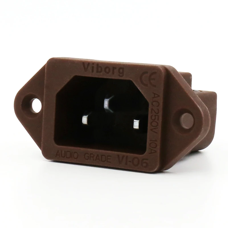 Viborg Brown Audio Grade VI06CR Pure Copper Rhodium Plated IEC Inlet Plug AC 250V 15A Power Socket