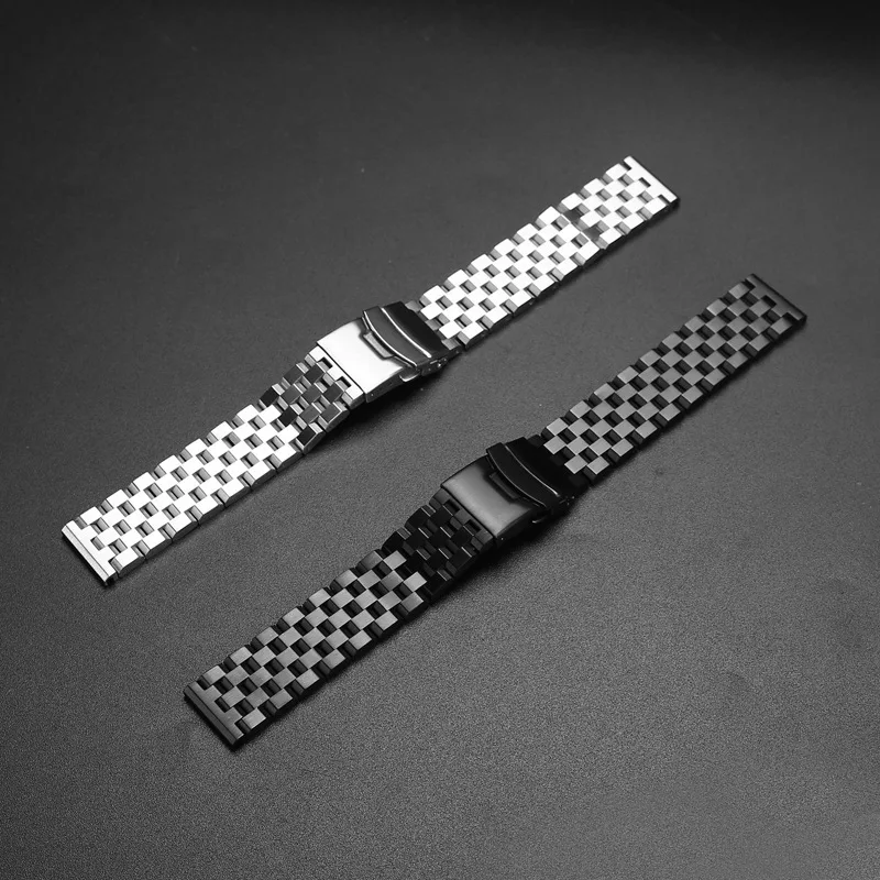 18 20 22 24mm Solid Full Stainless Steel Watchband For Seiko/Rolex Watch Men Business Watch Accessories Double Lock Buckle Strap