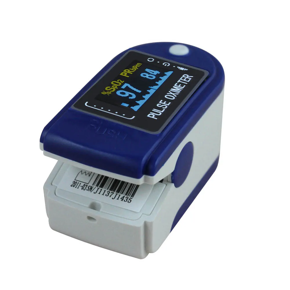 contec CMS50D Blue Color Fingertip Finger Pulse Oximeter Oximetry SPO2 Blood Oxygen Saturation Monitor OLED Beep Alarm function