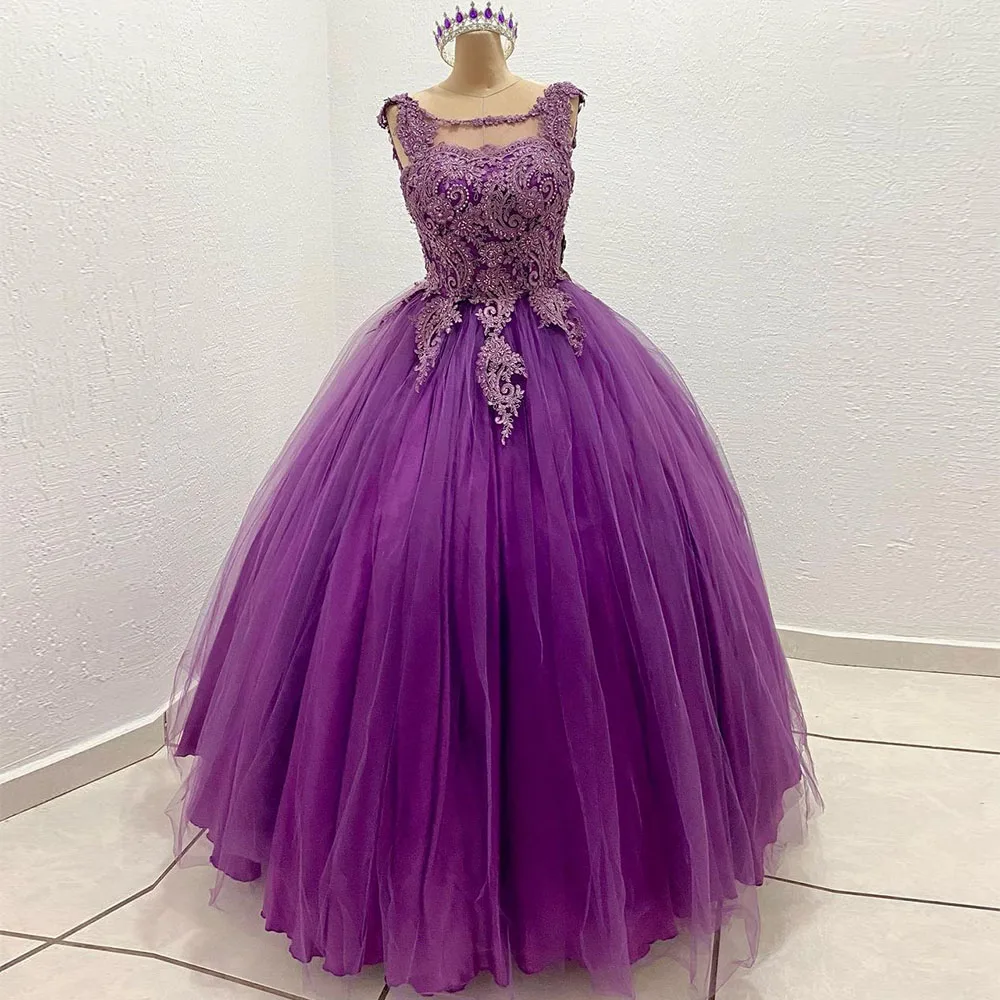 Sevintage Ball Gown Quinceanera Dresses 15 Party Formal Pearls Lace Applique Floor-Length Princess Cinderella Birthday Gowns