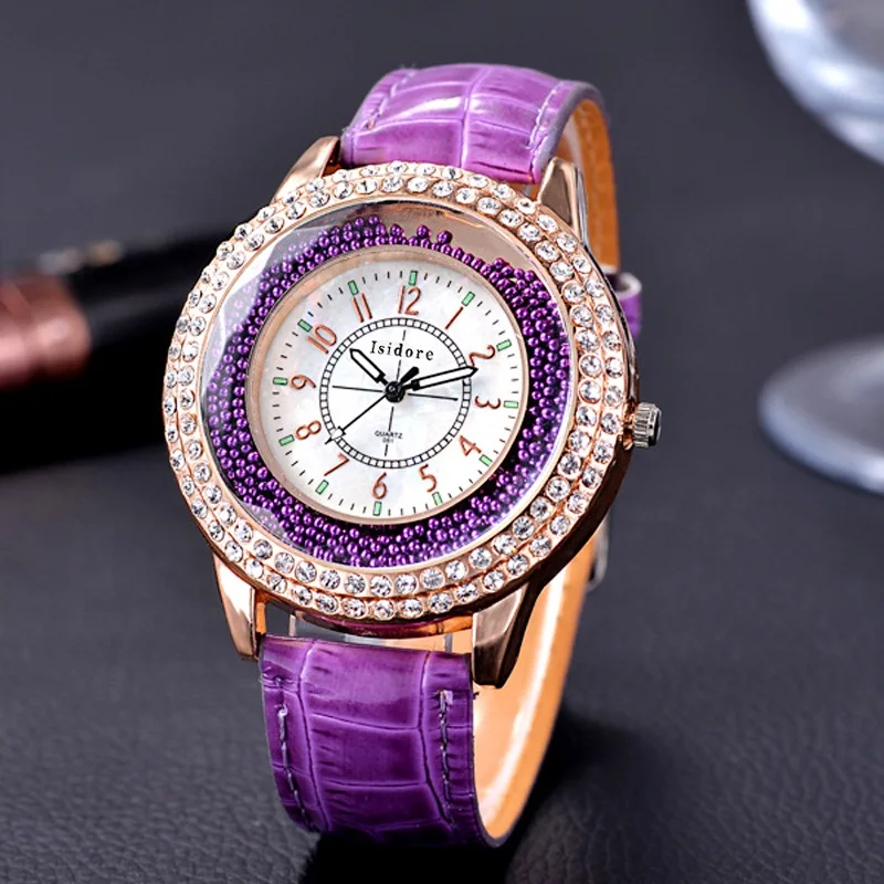 Jolie montre en cuir et strass pour femme, jolie robe Pop, livraison gratuite