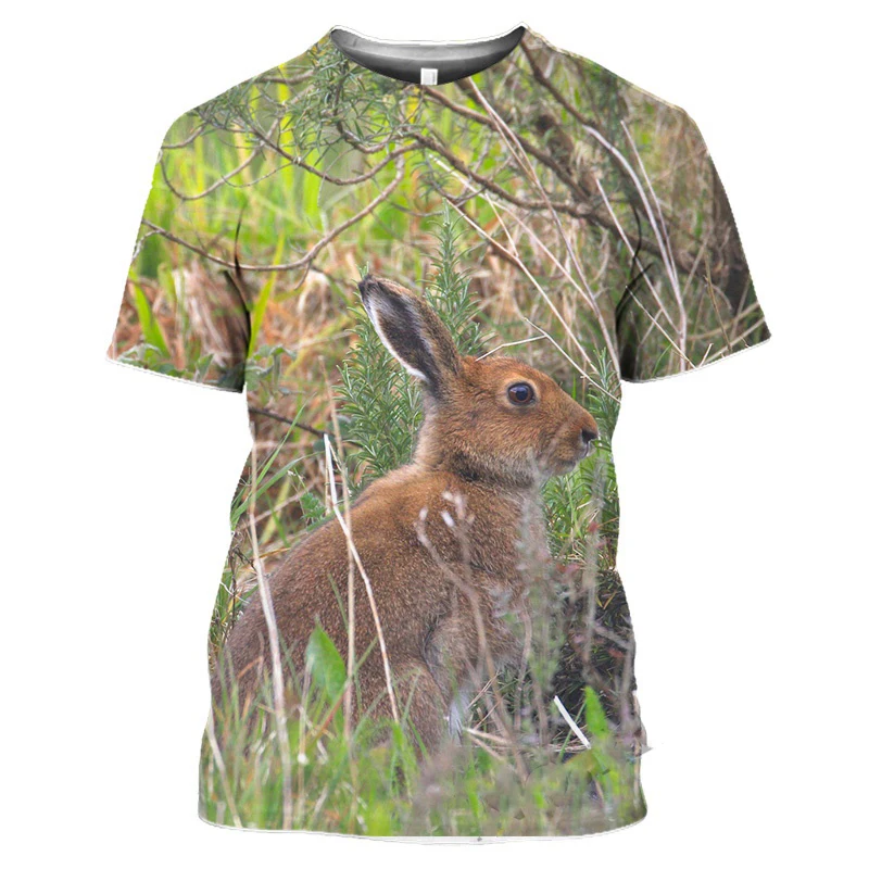 Hot Sales Hunting Crazy Rabbi Tshirt Oversized T Shirt For Mens Gym T-Shirts For Mens 3D Print Animal Lovely Rabbit Short Sleeve