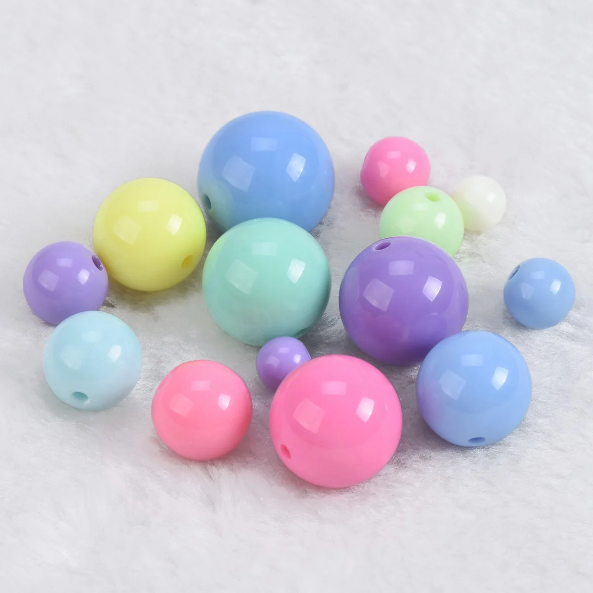 Mixed Round 6/8/10/12/14/16/18/20mm Aqua Colors Opaque Acrylic Plastic Loose Beads Wholesale lot for Jewelry Making DIY Findings