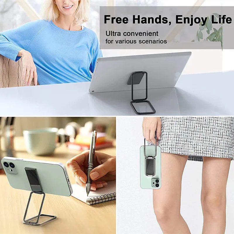 Universal Foldable Desk Phone Holder for iPhone 12 11 Pro Samsung Huawei XiaoMi Metal Finger Ring Kickstand Tablet Desktop Stand