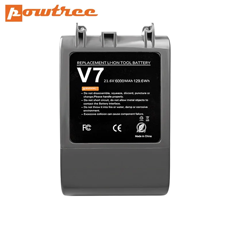 Powtree 21.6V 6000MAh สำหรับ Dyson V7แบตเตอรี่ V7 FLUFFY V7 Extra V7 Motorhead สัตว์ Trigger เครื่องดูดฝุ่นเปลี่ยนแบตเตอรี่