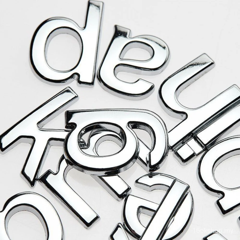 1PCS 3D Car Decals 25mm Metal Diy Lower Case Chrome Numbers And Letters Stickers Exterio Small Alphabet Customize For Motorcycle