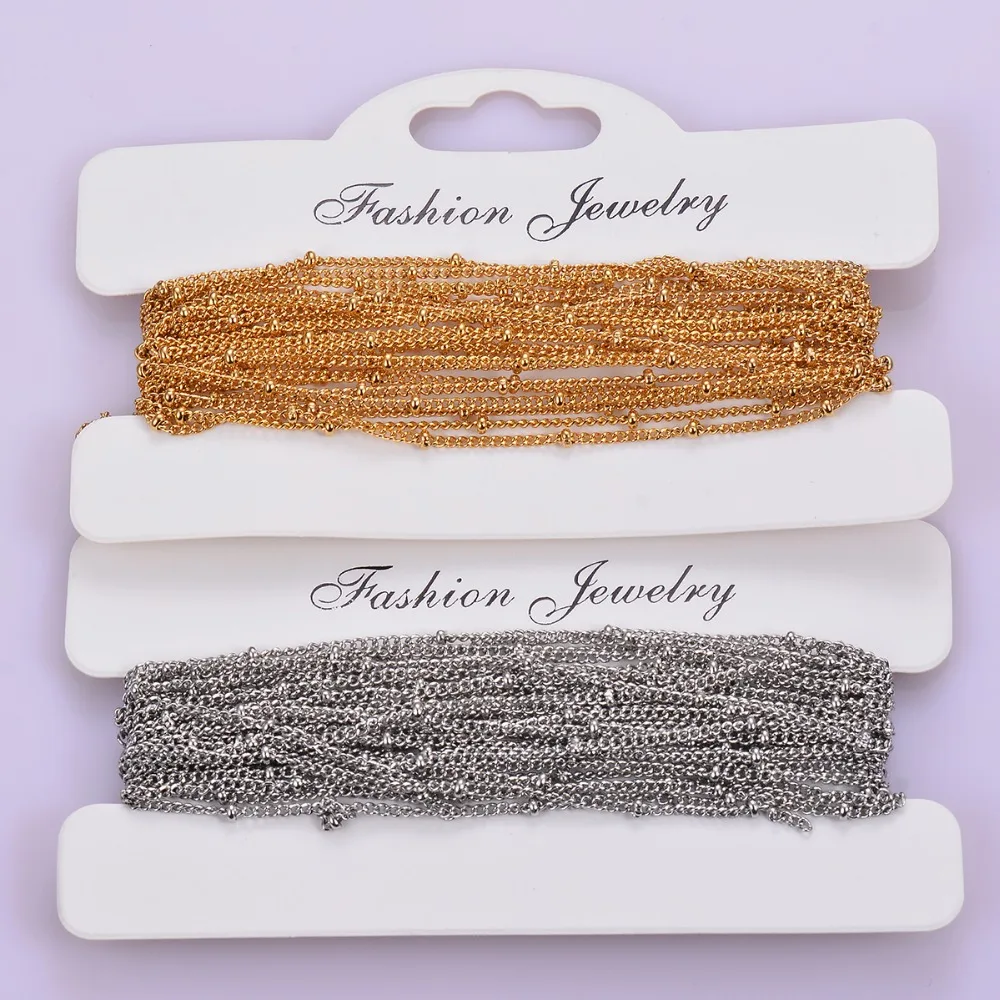 1 Stück, 1,5 mm breite Edelstahl-Perlenkette für DIY-Schmuckherstellung von Anhängern, Halsketten, Armbändern und Fußschmuck – Detail 3