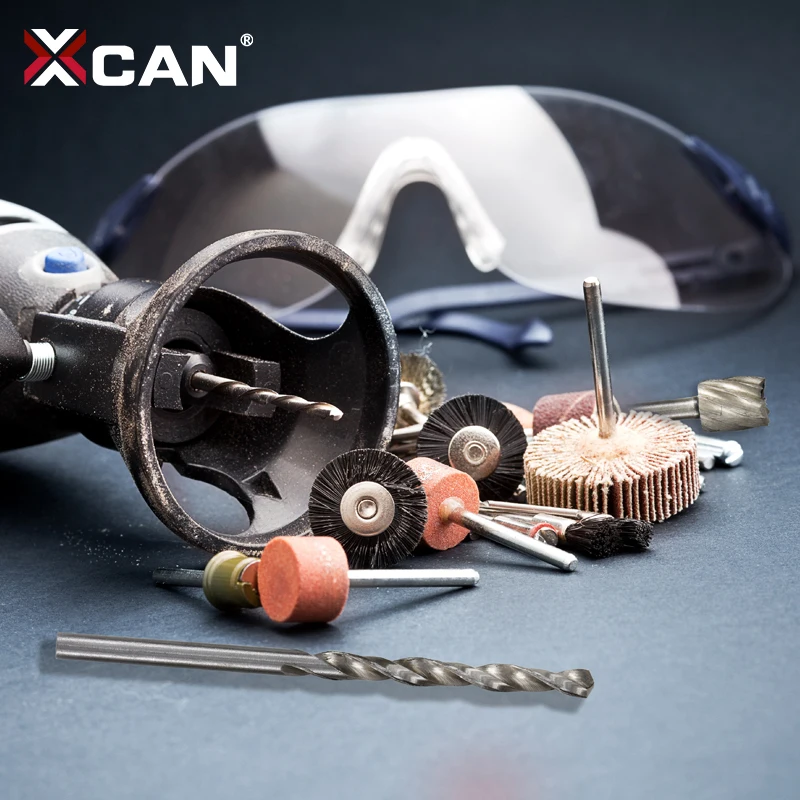 XCAN Wood Drilling Tools HSS Rotary Bit with Mini Drill Chuck Quick Change Keyless Chuck Twist Drill Bit Hand Drill