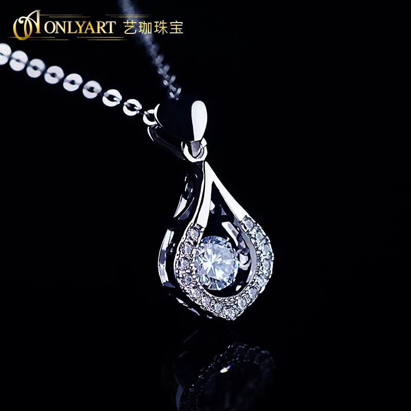 Dancing Stone Silver 925 Pendant Necklace 100% S925 Silver Charm Drop Tear Pendant Jewelry OnlyArt