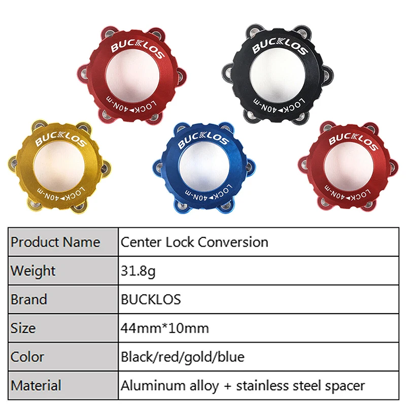 BUCKLOS Bicycle Center Lock To 6-Hole Adapter Mountain Bike Hub Center Lock Conversion MTB Disc Brake Rotor Adapter Brake Part