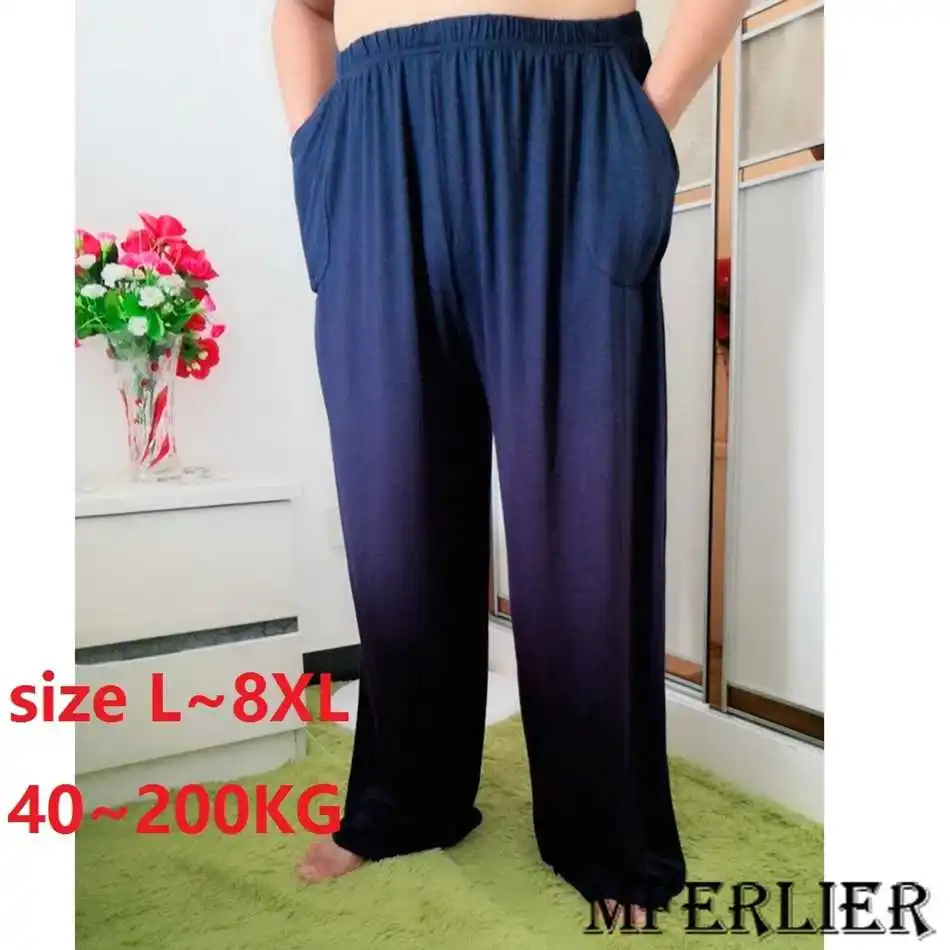 

big size 10XL 15XL 260KG Men High Elastic Sleep Pants spring summer autumn modal casual home pants soft Breathable pants